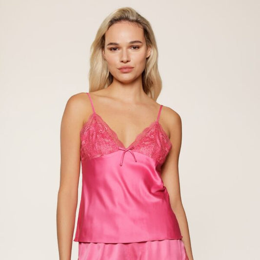 Pijama set encaje fucsia