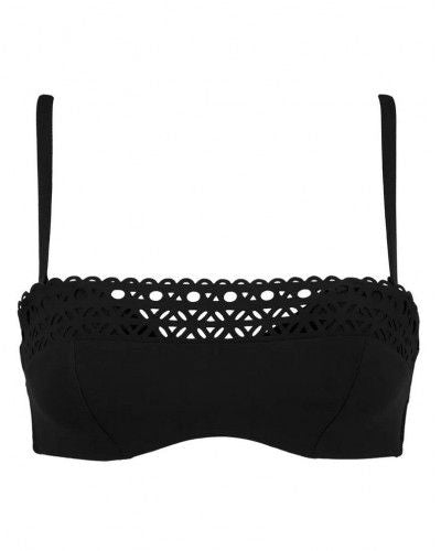 Bikini bandeau ajourage couture negro
