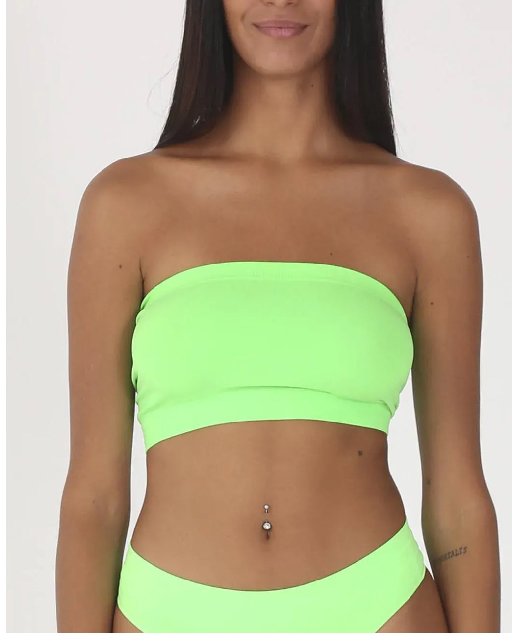 Top verde Bandeau Sin Tirantes