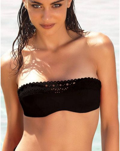 Bikini bandeau ajourage couture negro