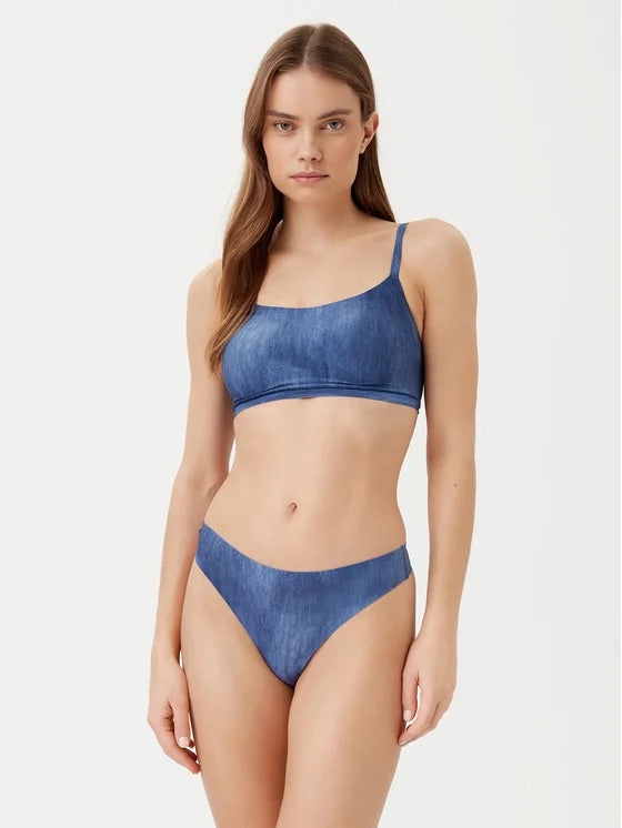 Top sin aros denim print