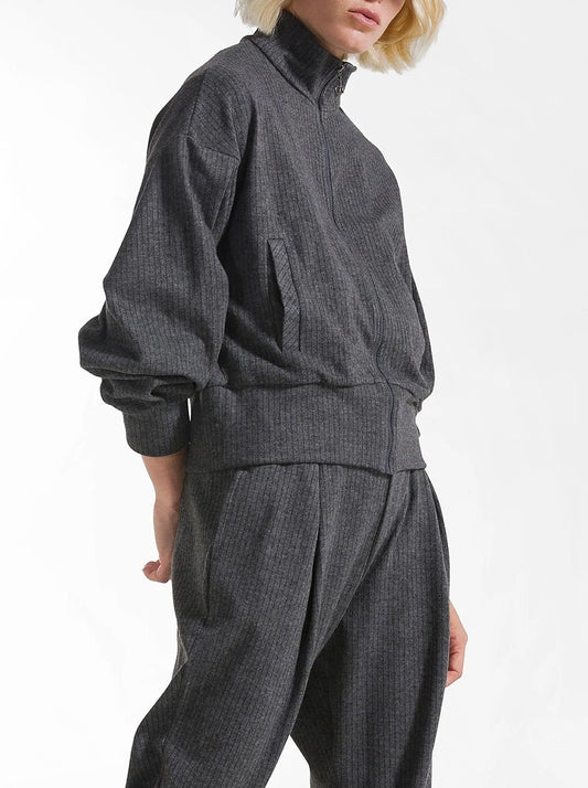 Pinstriped Full-Zip Jacket