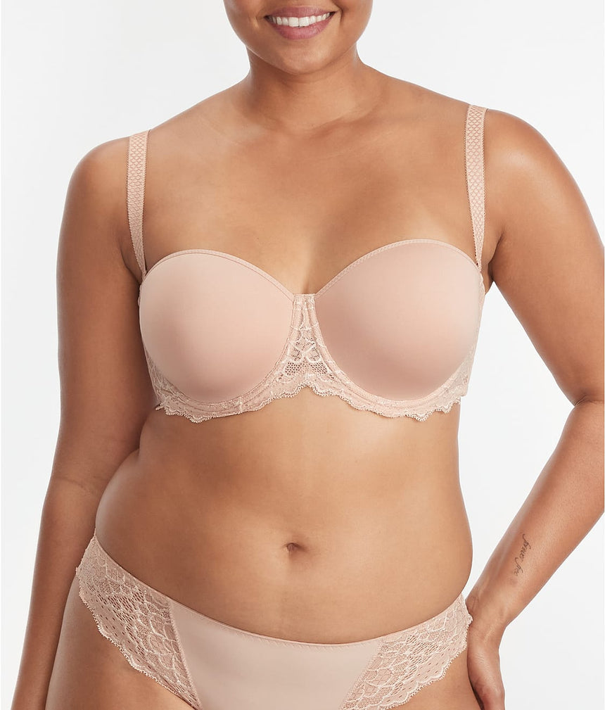 Sujetador beige sin tirantes, caresse - flanesyfresones