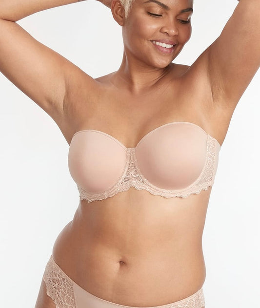Sujetador beige sin tirantes, caresse - flanesyfresones