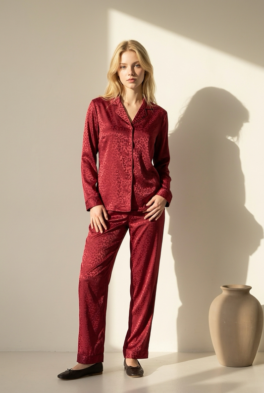 Pijama set Wine Jacquard