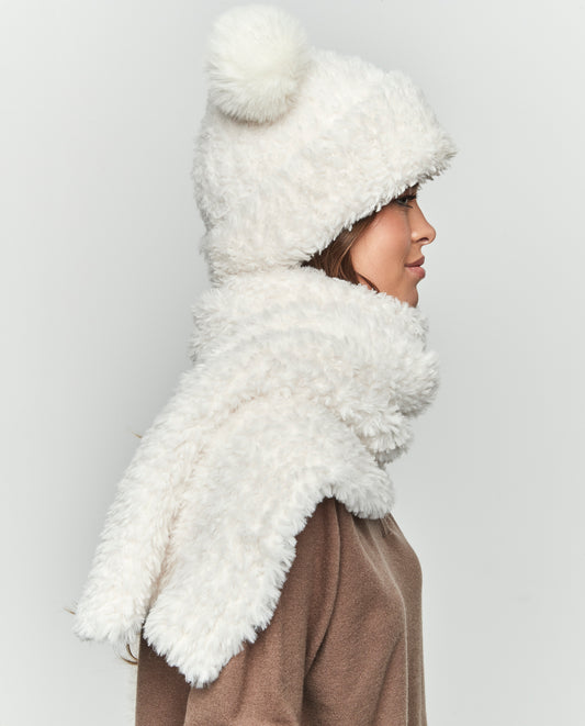 Set Gorro y Bufanda Crema