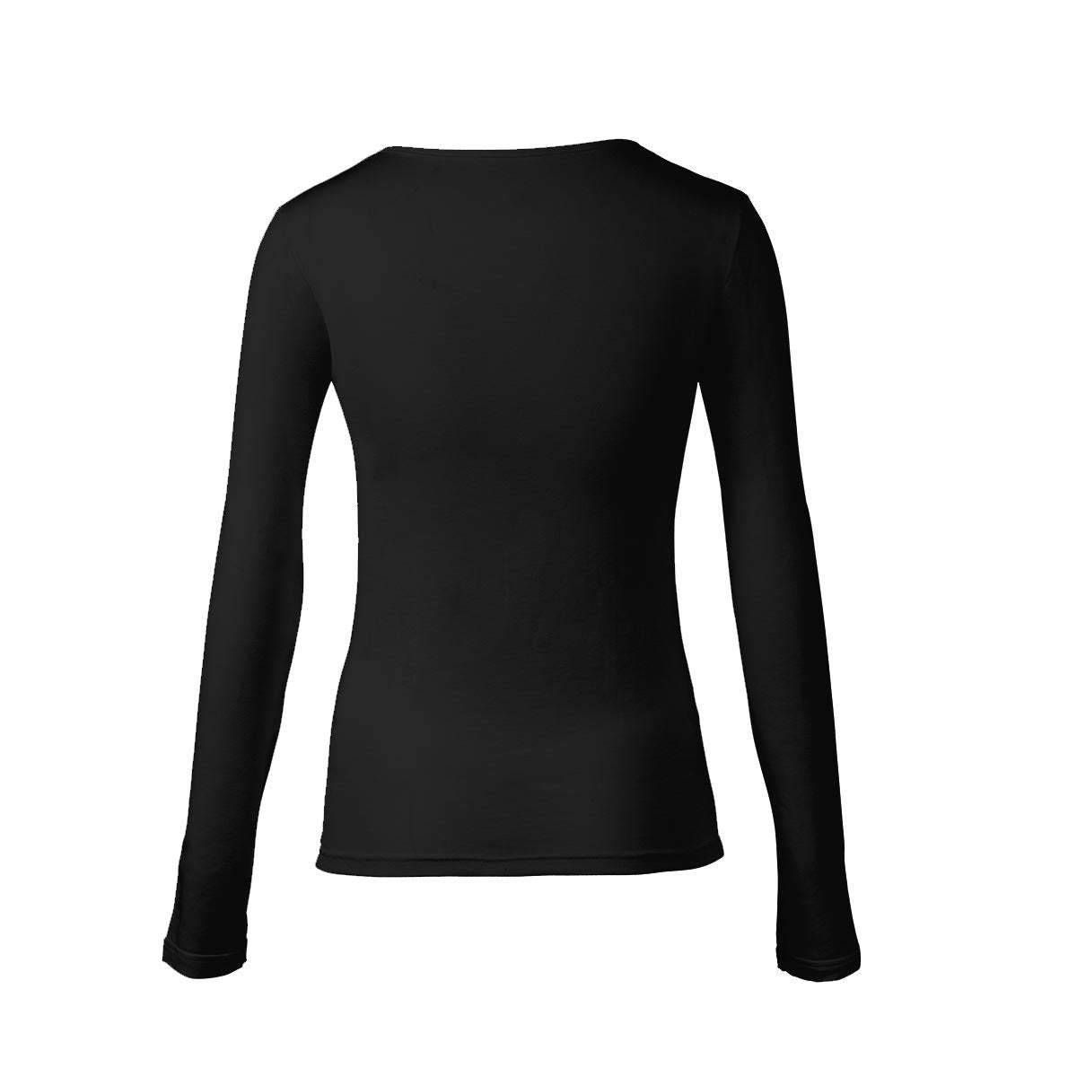 Camisa negra de manga larga con cuello redondo