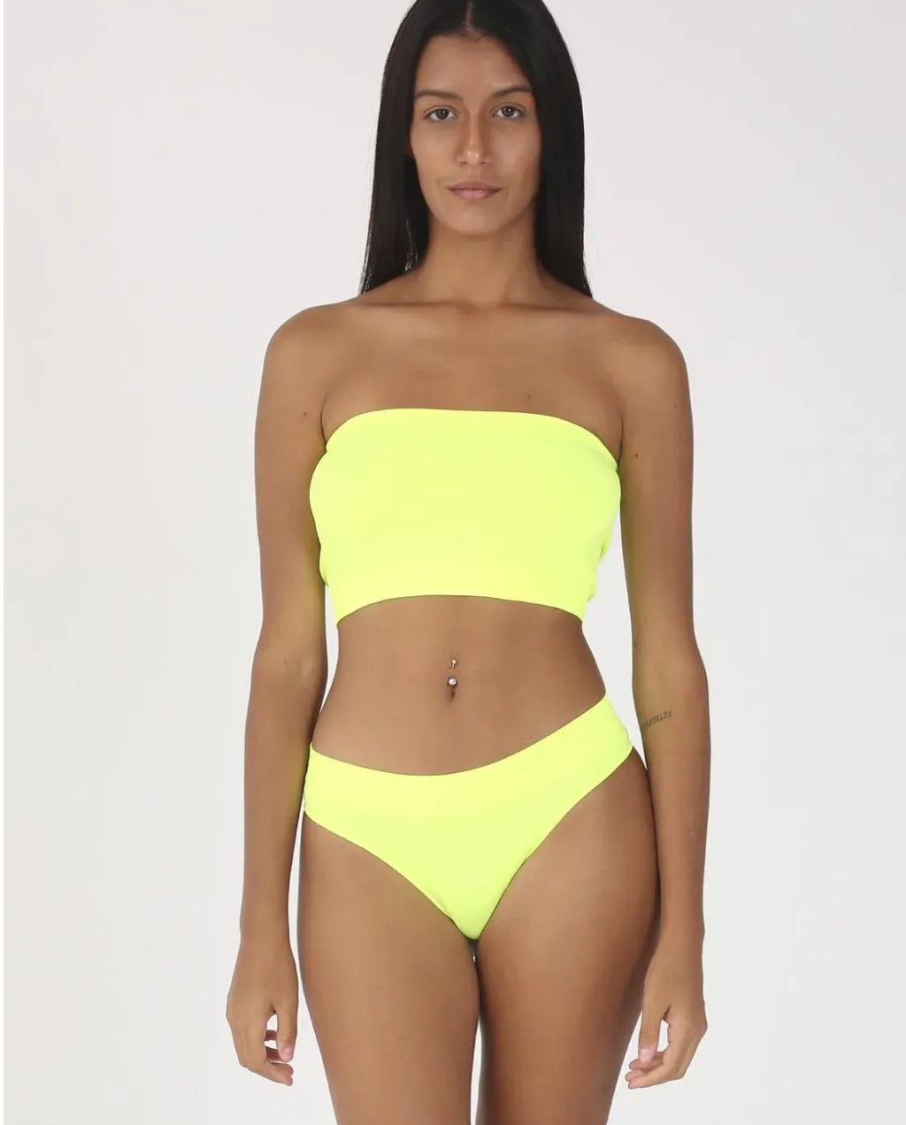 Top amarillo Bandeau Sin Tirantes