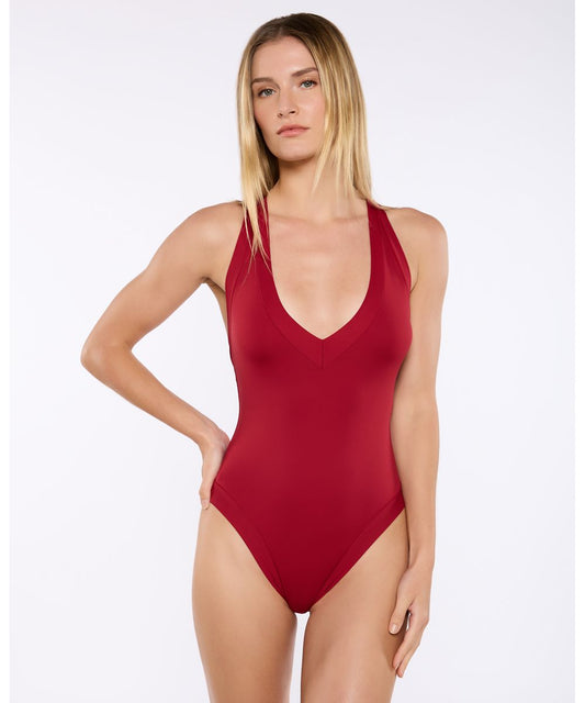 Bañador Yoli Basico Escote V granate