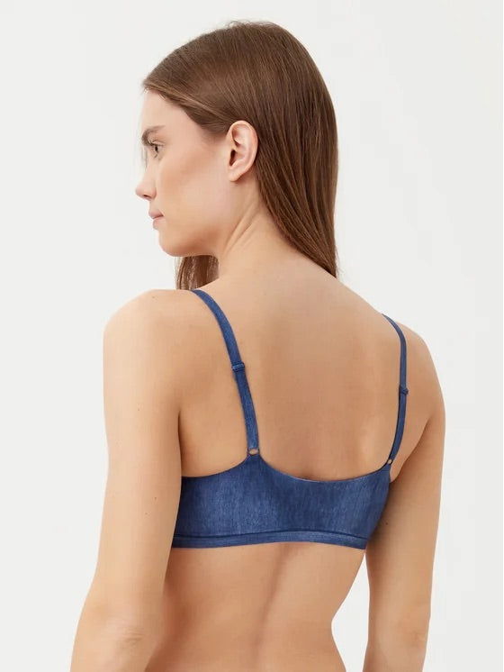 Top sin aros denim print