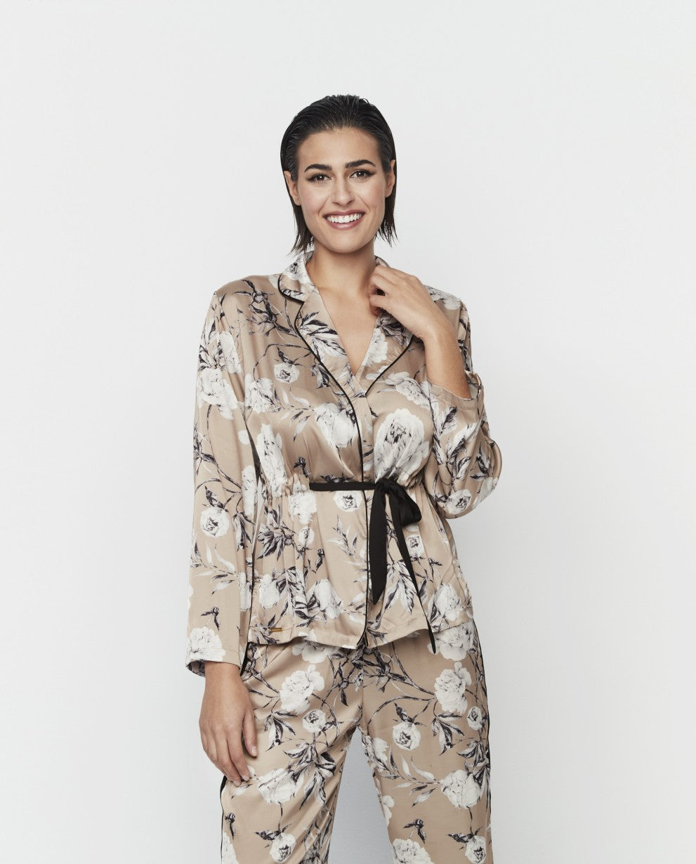 Pijama lencero beige