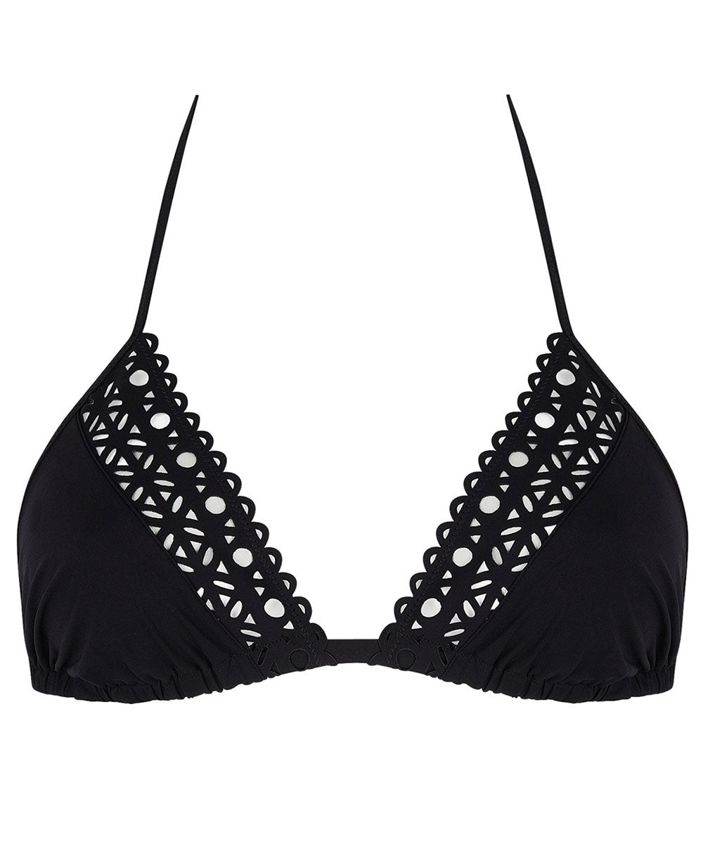 Bikini Triangular ajourage couture negro