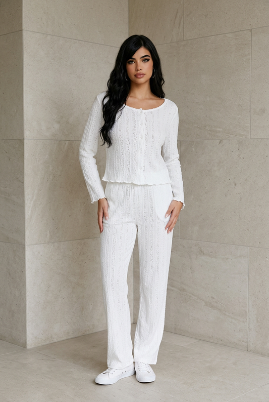 Pijama set blanco - flanesyfresones