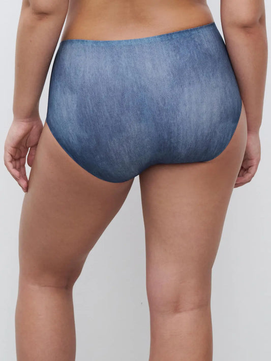 Braga talle alto denim print