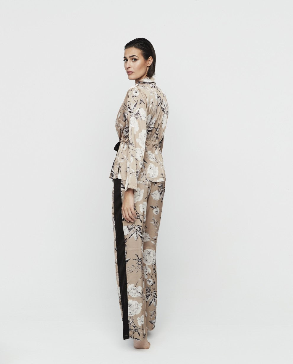 Pijama lencero beige