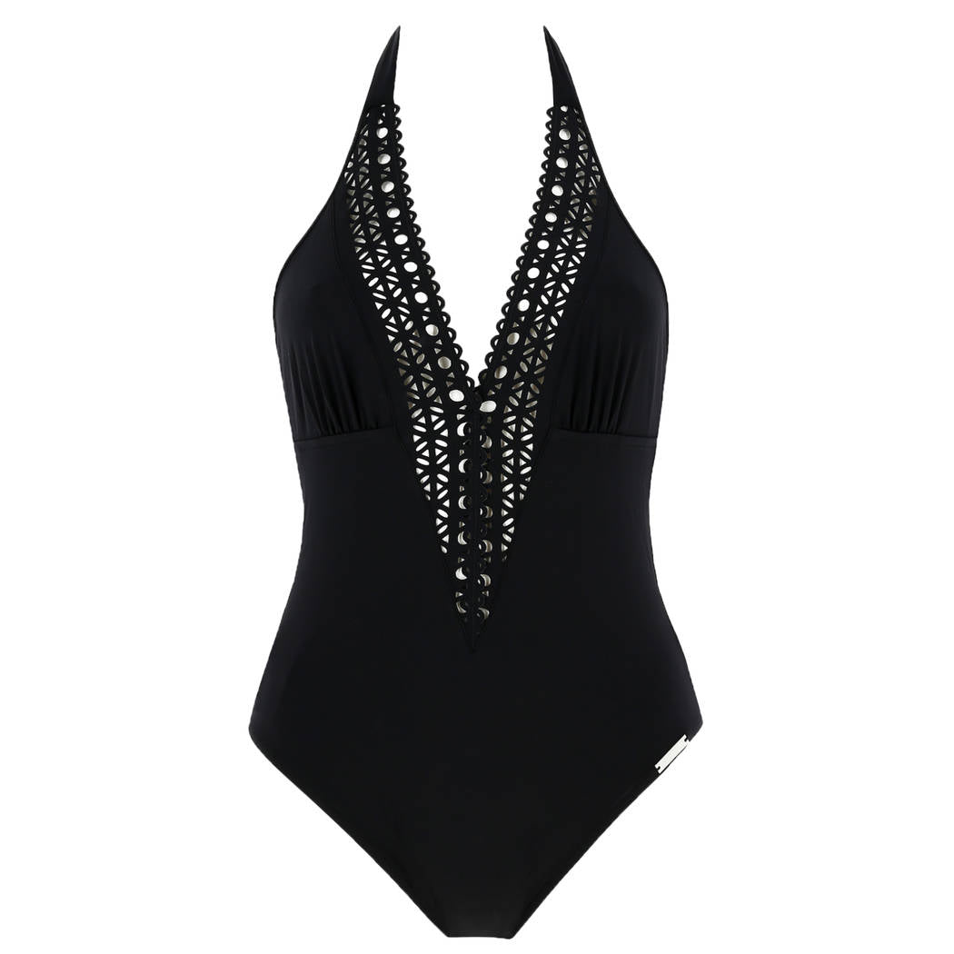 Bañador negro ajourage couture
