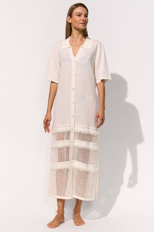 Dress silk white - flanesyfresones