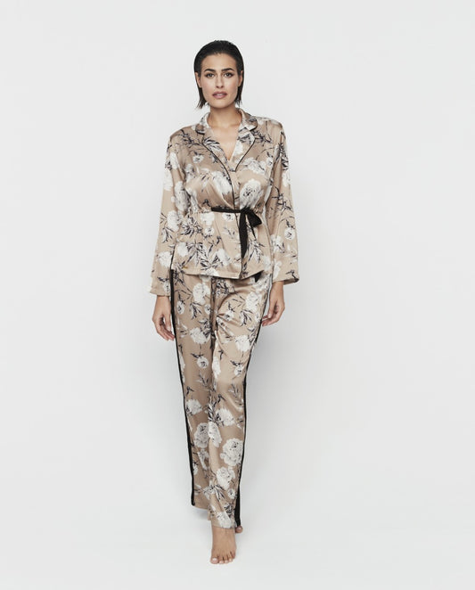 Pijama lencero beige