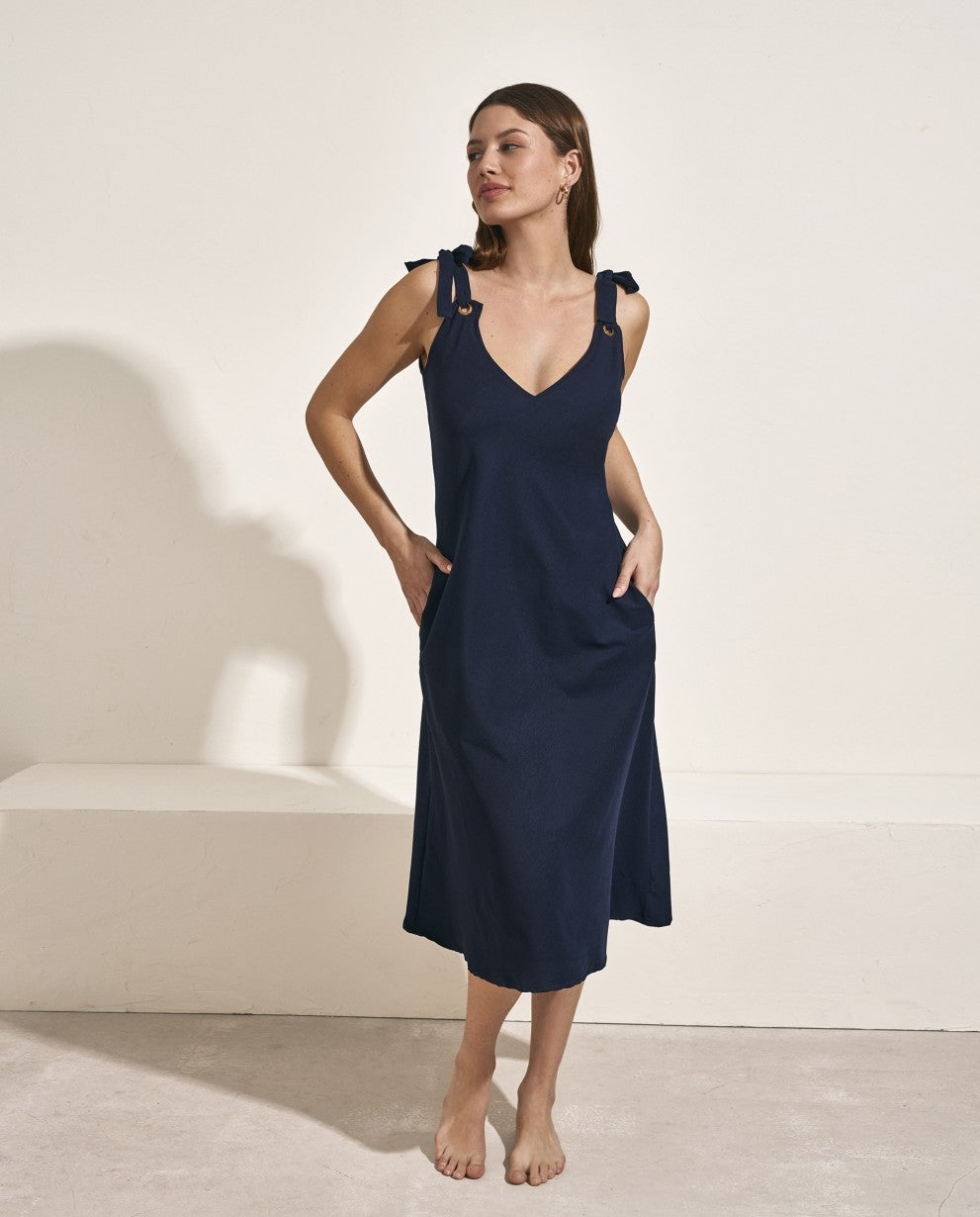 Vestido largo marino
