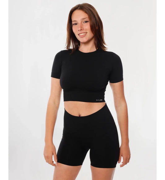 Top Deportivo negro Manga Corta