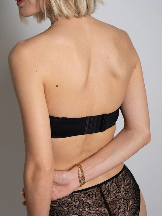 SUJETADOR NEGRO CON AROS BANDEAU, PILAR - flanesyfresones