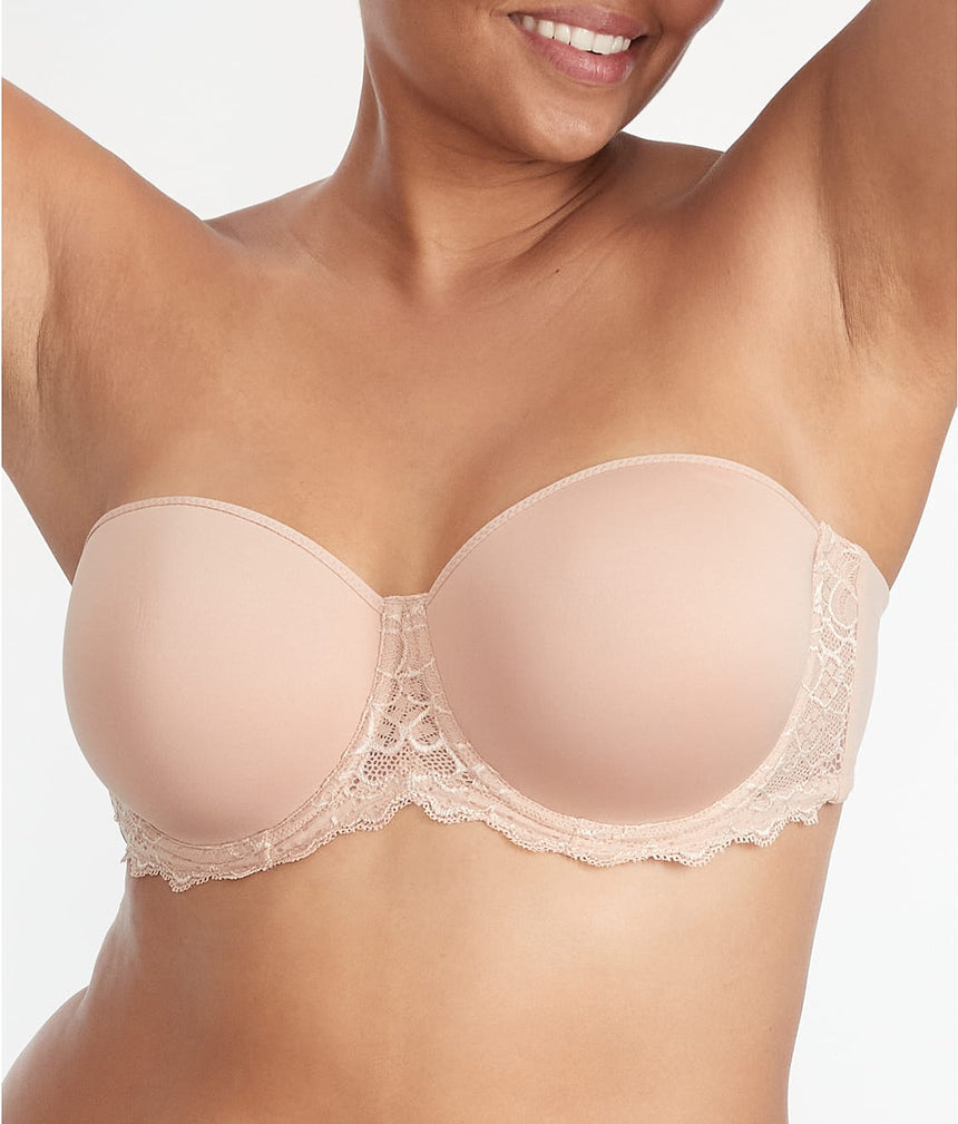 Sujetador beige sin tirantes, caresse - flanesyfresones