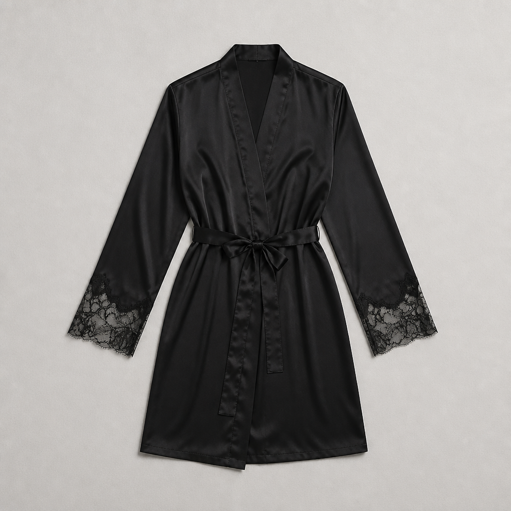 Kimono negro raso