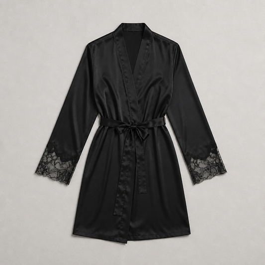 Kimono negro raso
