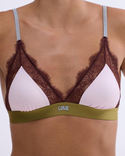 LOVE LACE Delicate triangle bralette pink