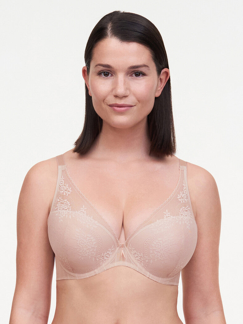 Sujetador encaje escote profundo nude - flanesyfresones
