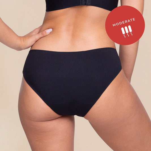 Braga sexy menstrual, a prueba de regla. Color negro