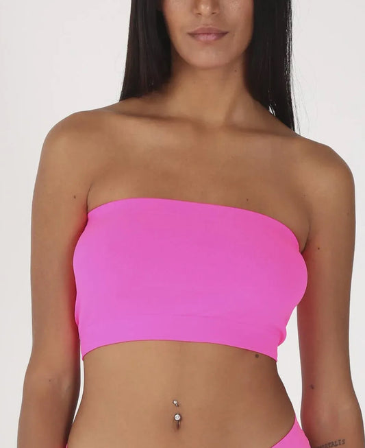 Top fucsia Bandeau Sin Tirantes