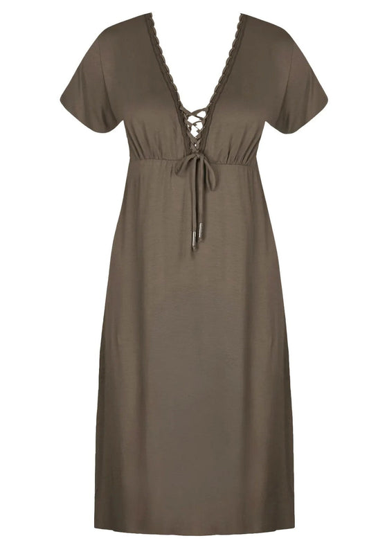 Vestido kaki modal Jupe