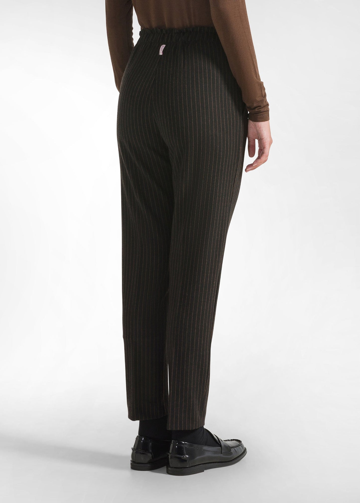 PINSTRIPED STRAIGHT PANTS BLACK