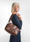 QUILTED HAND BAG COFFEE BROWN