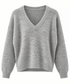 Jersey gris mujer de punto suave con escote pico