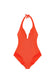 CAYLANE Bañador tanga naranja de corte alto con volantes - flanesyfresones