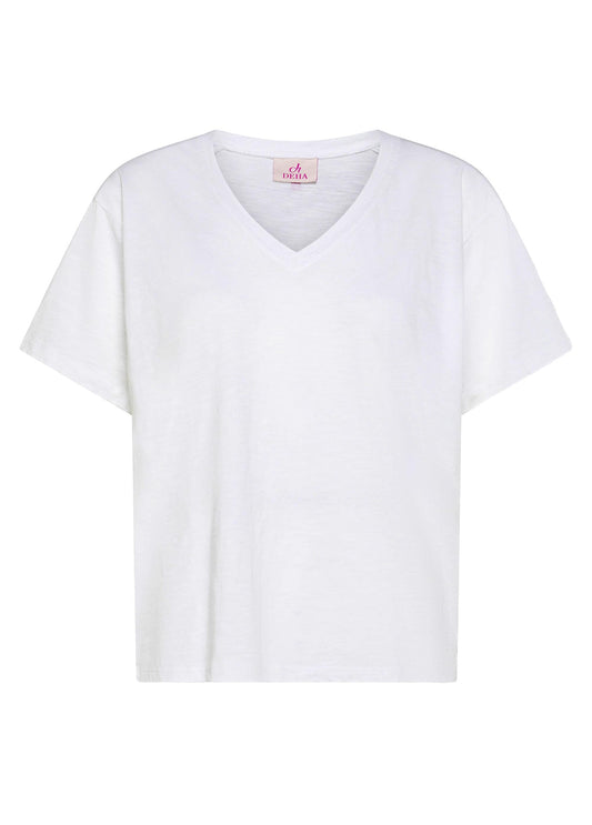 Camiseta blanca de cuello ancho - flanesyfresones