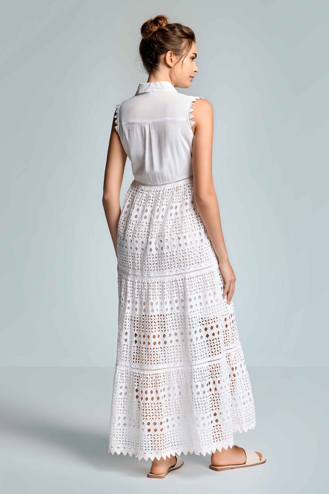 Mallory Long Shirt Dress - WHITE - flanesyfresones