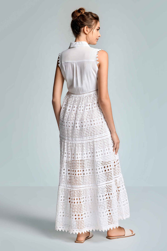 Mallory Long Shirt Dress - WHITE - flanesyfresones