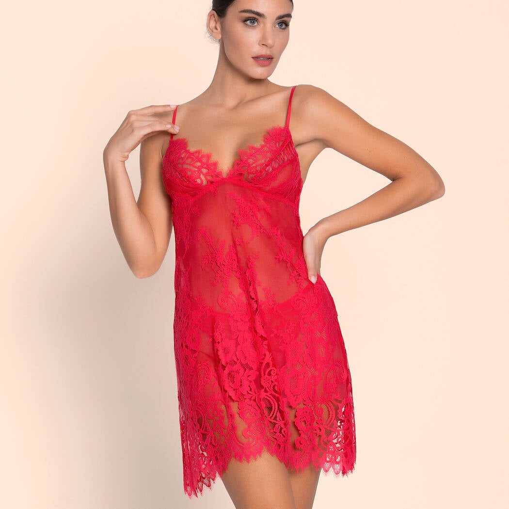 Camisón encaje rojo Désirs de Venise - flanesyfresones