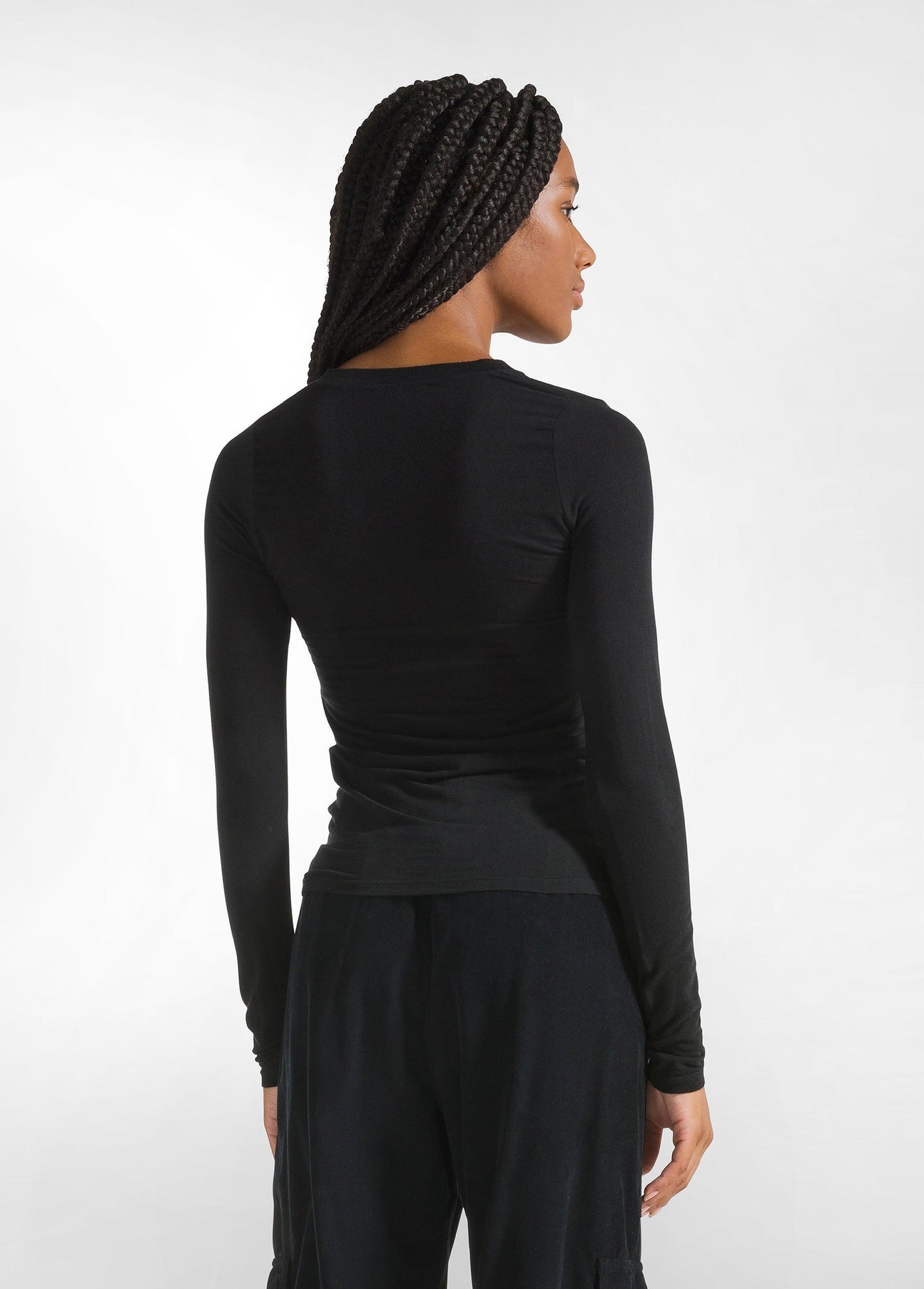 CASHMERE BLEND BLACK BUTTONED T-SHIRT