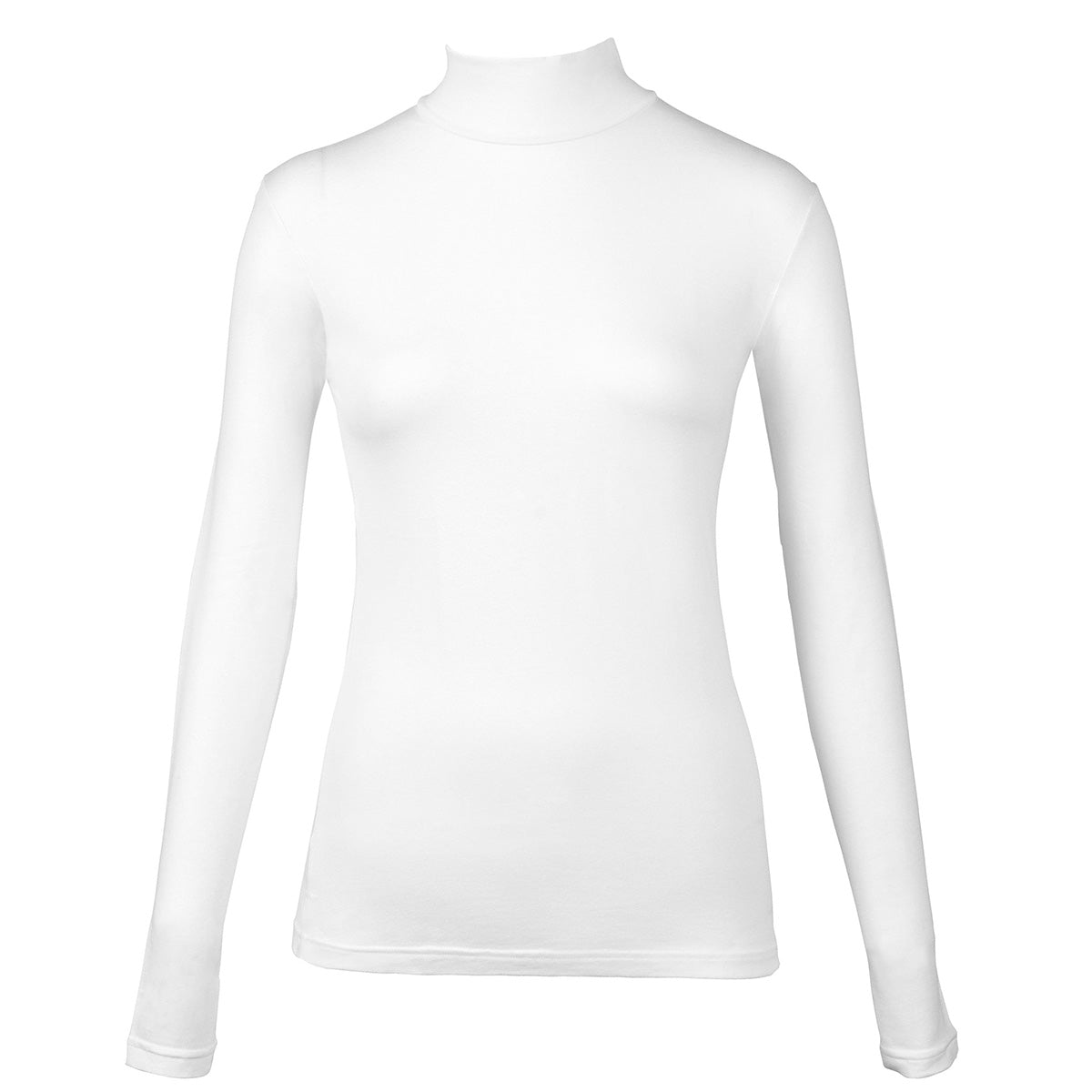 Camisa blanca de manga larga con cuello alto
