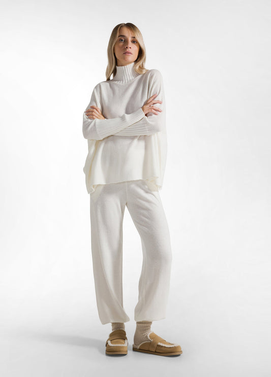 CASHMERE BLEND HIGH NECK SWEATER WHITE