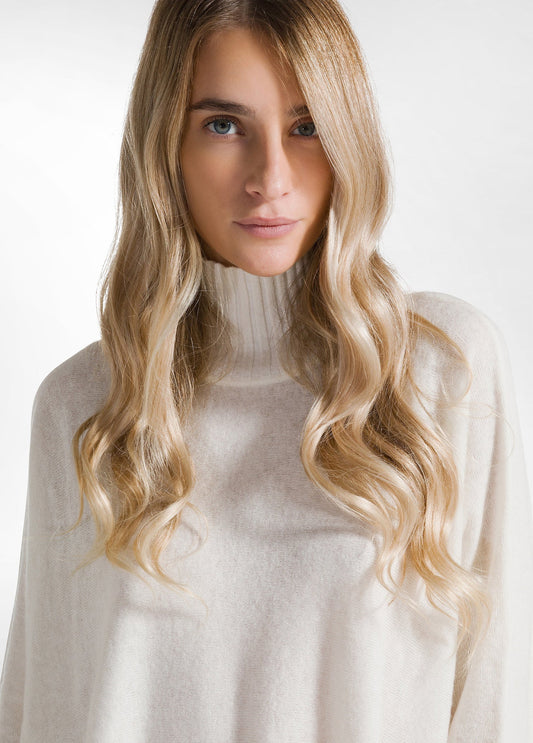 CASHMERE BLEND CREW NECK SWEATER MILK WHITE