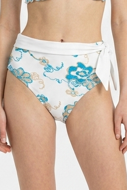 Biquini braga talle alto con bordado azul FAVONE