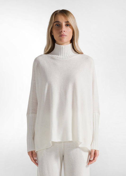 CASHMERE BLEND CREW NECK SWEATER MILK WHITE