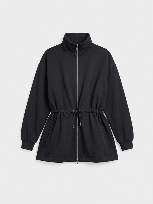 Chaqueta larga felpa con cinturilla ajustado