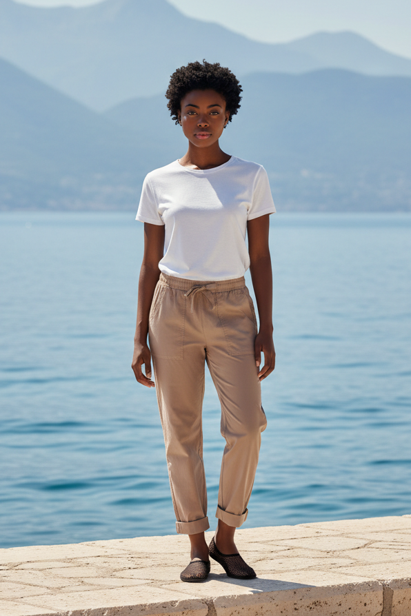 Pantalón recto popelín marrón - flanesyfresones