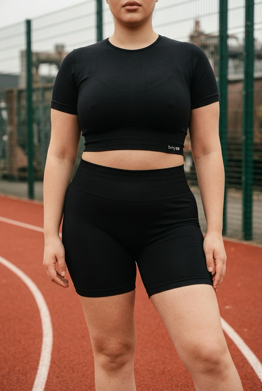 Top Deportivo negro  Manga Corta